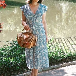 Primark Blue and White Floral Midi Dress